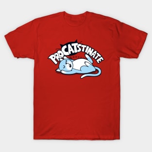 Procatstinate Funny Cute Kawaii Cat Procrastination Cartoon Meme T-Shirt